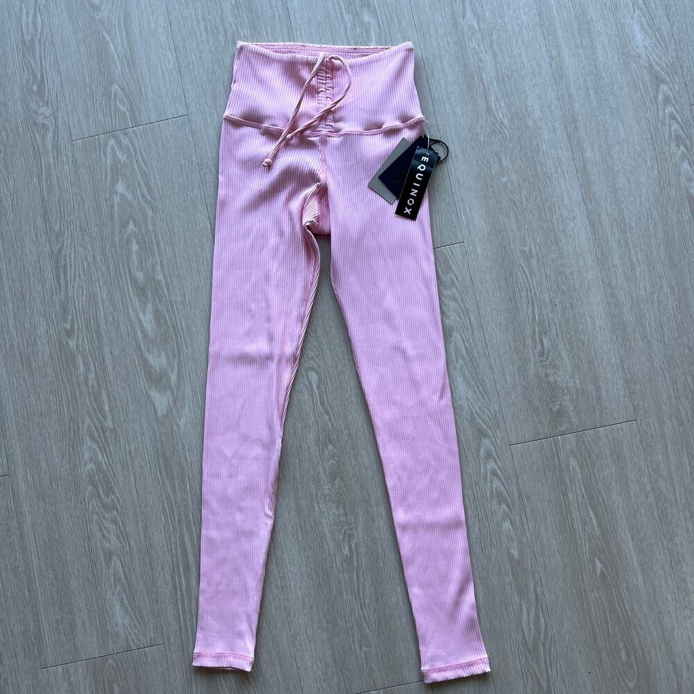 Strut This The Aubrey Ankle Leggings Womens Small Tiny Fit Chalk Pink Ribbed